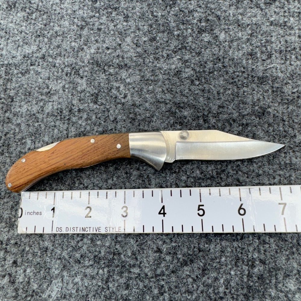 Winchester Folding Pocket Knife Brown Wood Handle Stainless Steel Blade Gorpcore